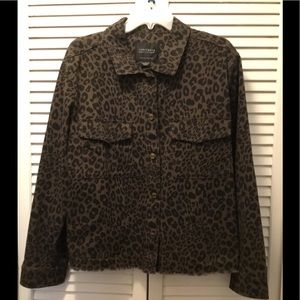 Sanctuary Cheeta Pattern Jeans Jacket Sz L/Scarf too
